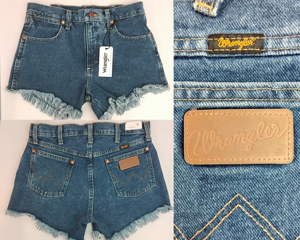 Wrangler Reworked Cutoff Denim Shorts Size 27 Frayed Dark Wash NWT #J5980